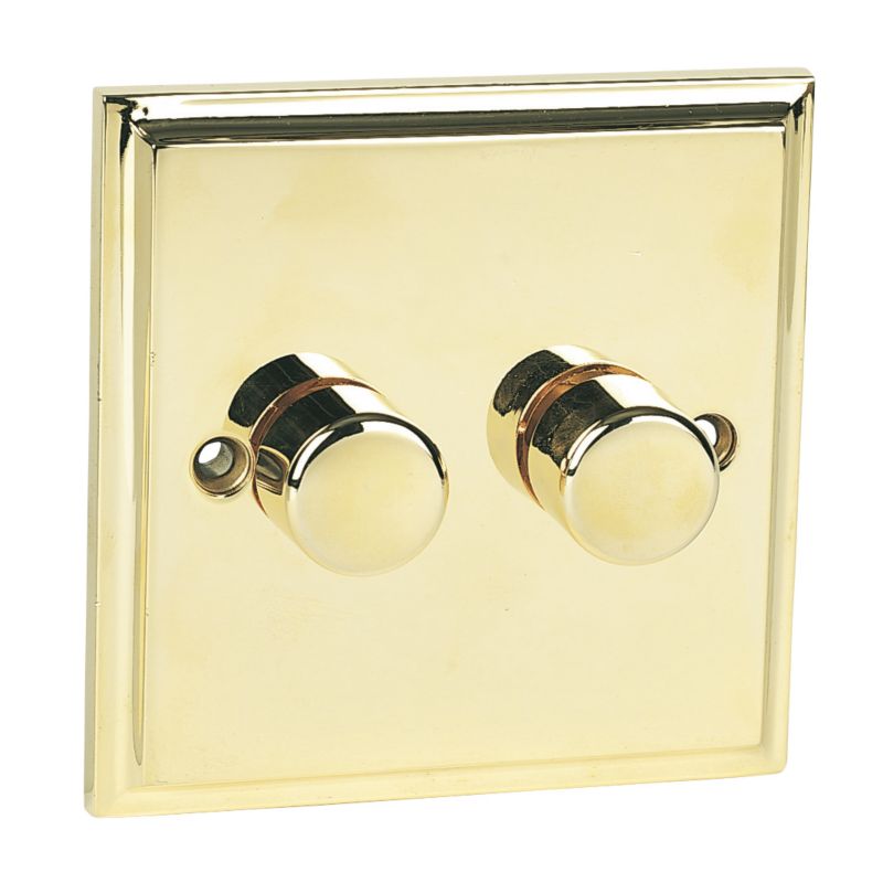 Victorian Brass 2 Gang 2 Way 250Watt Dimmer