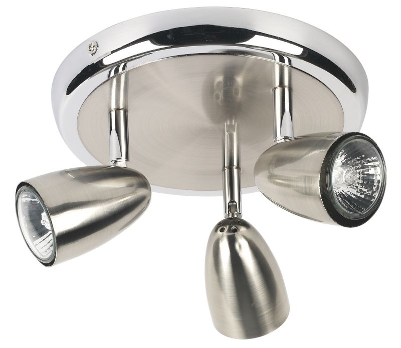 Rocket Brushed Chrome 3 Light Spotlight