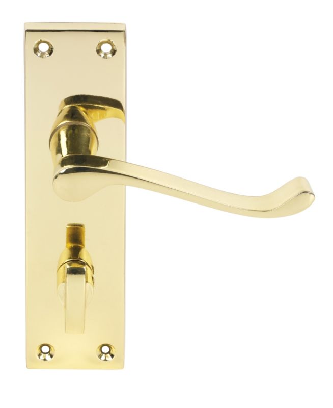 Victorian Door Handle Scroll WC Brass Effect