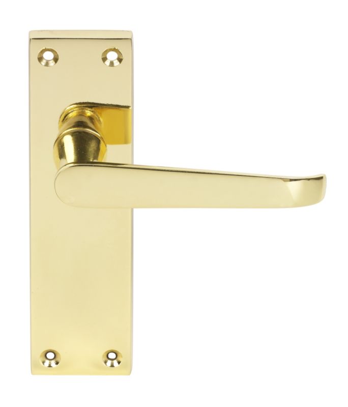 Victorian Door Handle Straight Latch Brass Effect
