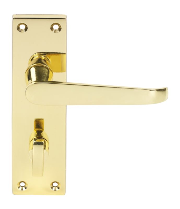 Victorian Door Handle Straight WC Brass Effect