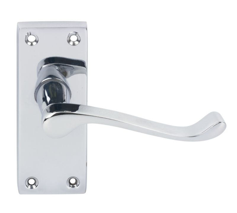 Victorian Door Handle Scroll Latch Polished Chrome