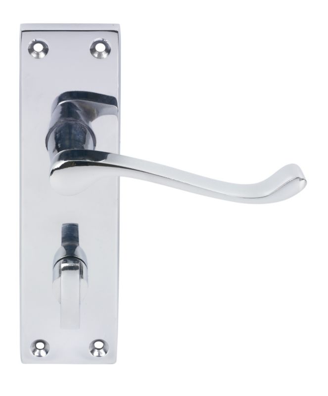 Victorian Door Handle Scroll Polished Chrome