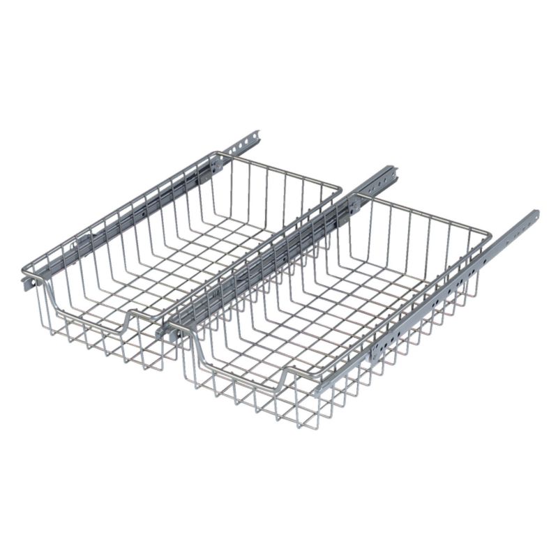 Wide Wire Storage Baskets Silver Effect Pack Of 2 H300mm
