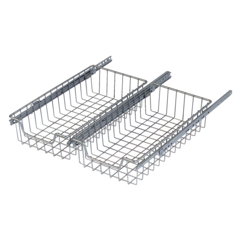 Wide Wire Storage Baskets Silver Effect (Pack Of 2) (H)300mm