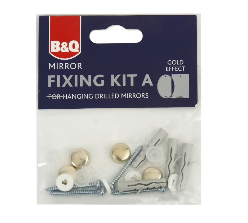 BandQ Drilled Mirror Fixing Kit Gold Effect
