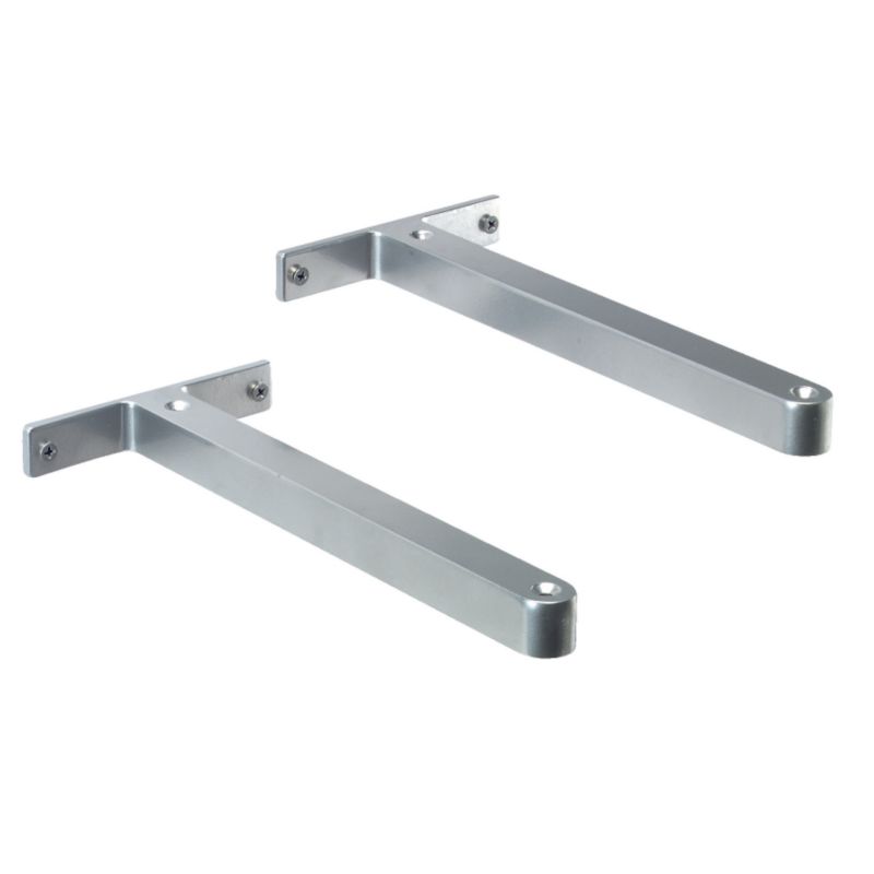 BampQ Modern Cast Shelf Brackets Aluminium Finish Pack of 2