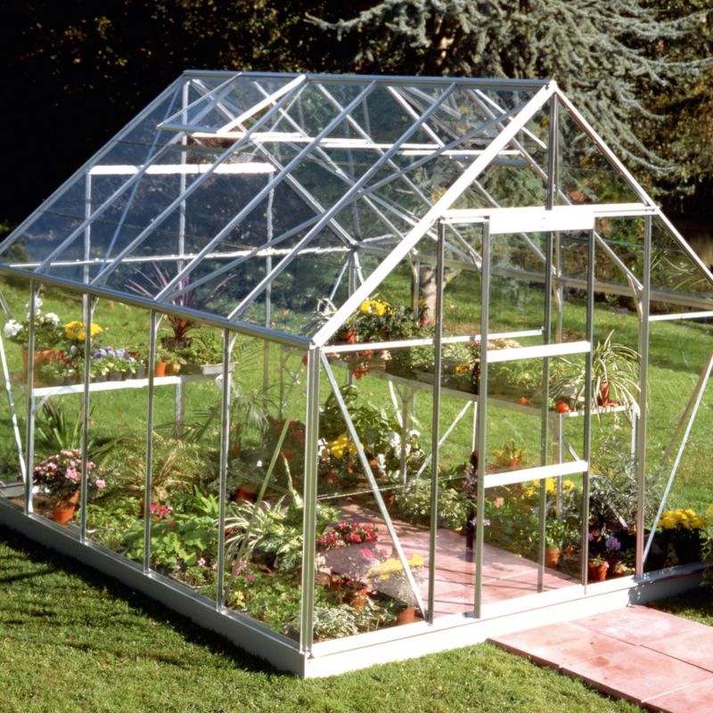 BandQ Single Door Aluminium Greenhouse With Toughened Glass and Base - 10 x 8 Model