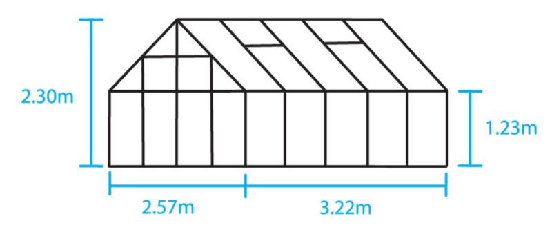 Alternative image for Single Door Aluminium Greenhouse With Toughened Glass & Base - 10 x 8 Model