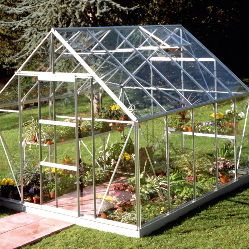 BandQ Single Door Aluminium Greenhouse With Horticultural Glass and Base - 10 x 8 Model