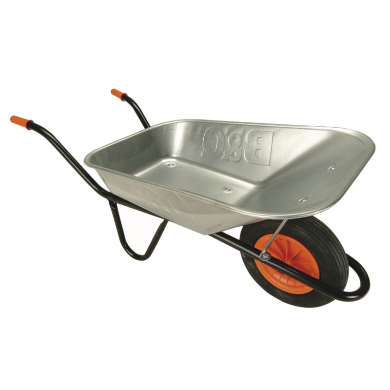 BandQ Premier Wheelbarrow Galvanised Pan Black Frame