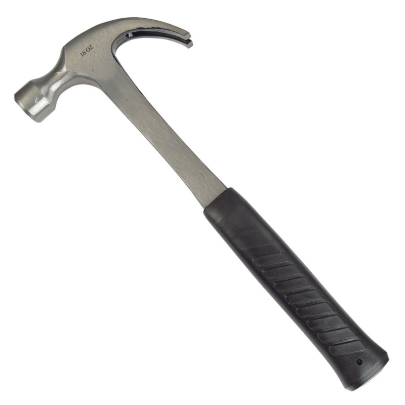 BampQ Soft Grip Claw Hammer Carbon Steel Head Clear Powder Coated Natural amp Black