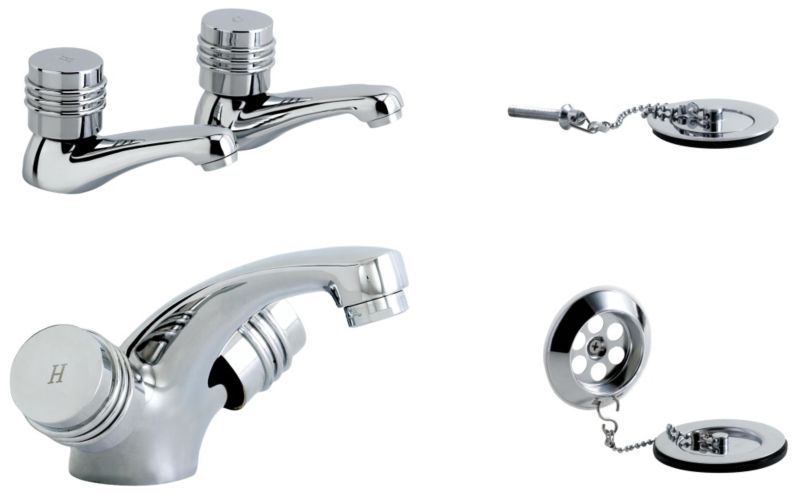 Barcelona Basin Mixer Tap And Bath Tap Pack Chrome Effect