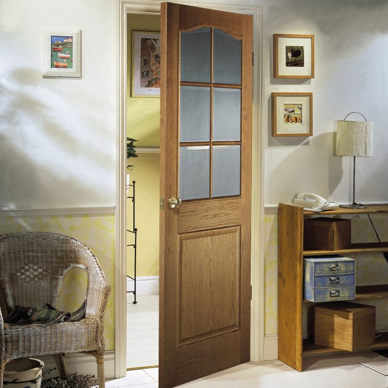 BampQ Earleigh Oak Veneer 6 Pane Internal Glazed Door NAT26HUNT Oak H1981 x W762 x D35mm