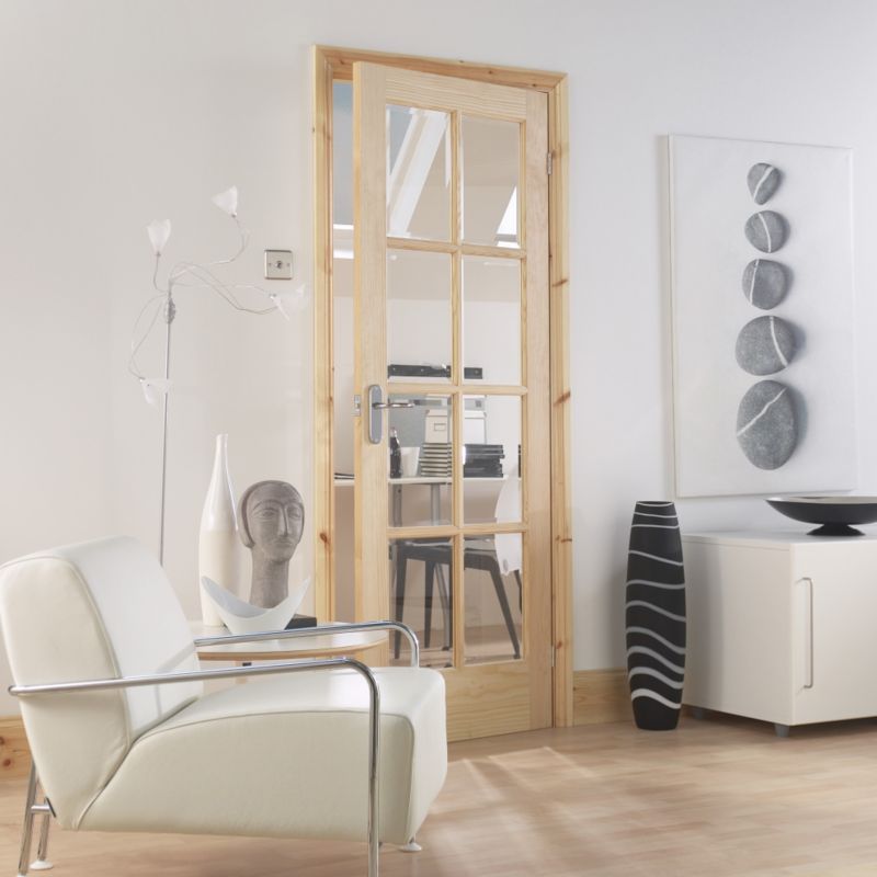 Alternative image for Tilden Clear Bevelled Glass 8 Lite Clear Pine Interior Door (H)1981 x (W)762 x (D)35mm