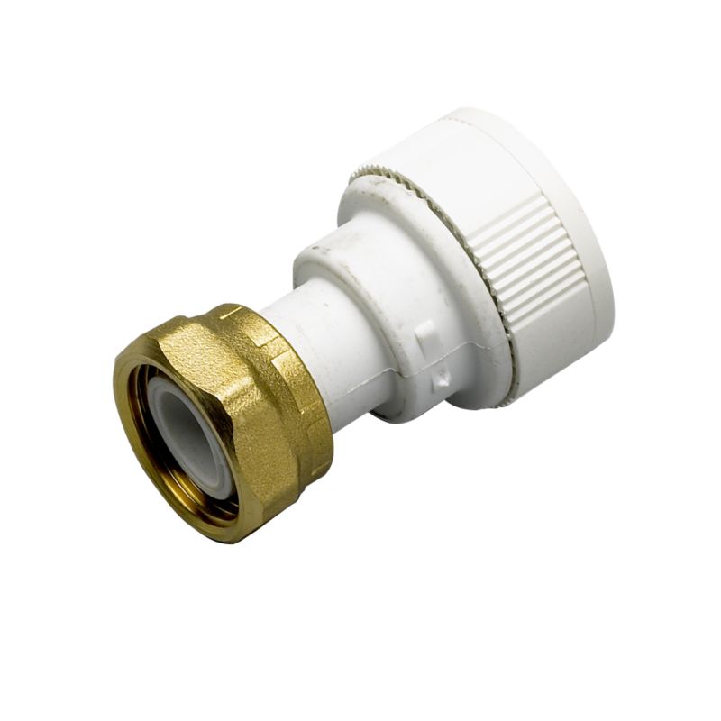 Plumbeasy Pushfit Straight Tap Connector Pe22/62 White 7cm