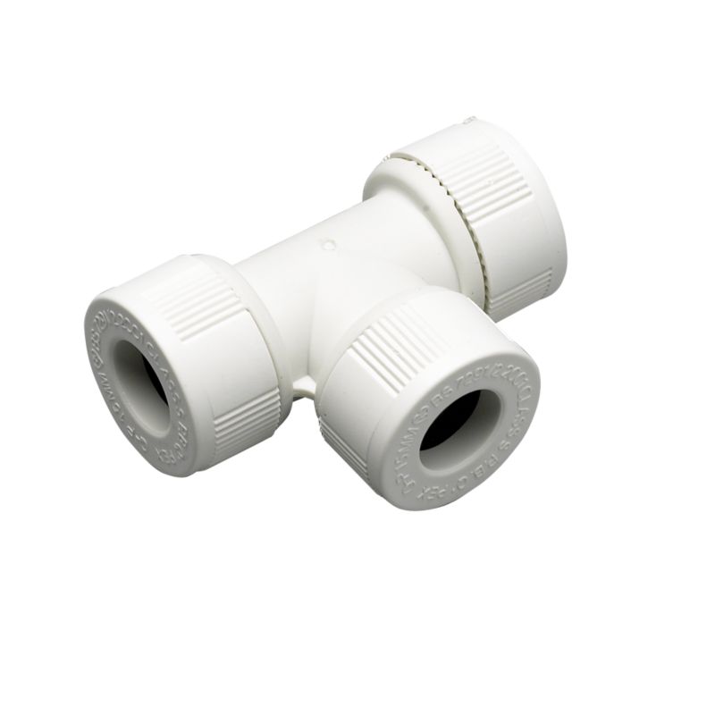 Plumbeasy Pushfit Equal Tee PE1524 White 6cm