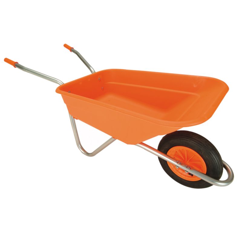 BandQ Sovereign Wheelbarrow Orange Pan Galvanised Frame