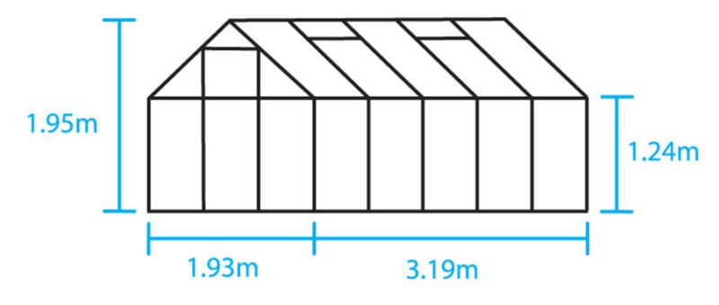 Alternative image for Model 10x6 - 6ft Single Door Greenhouse - Silver Effect Frame + Polycarbonate + Base
