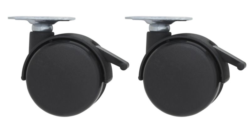 BandQ Castor Twin Wheel Plate Fitting Brake