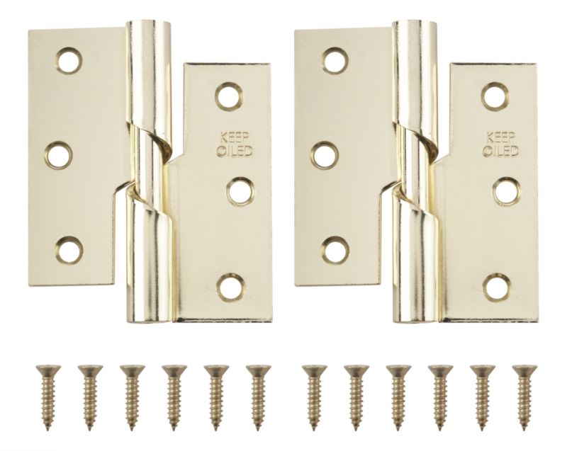 B&Q Rising Butt Hinge Right Hand Brass Plated