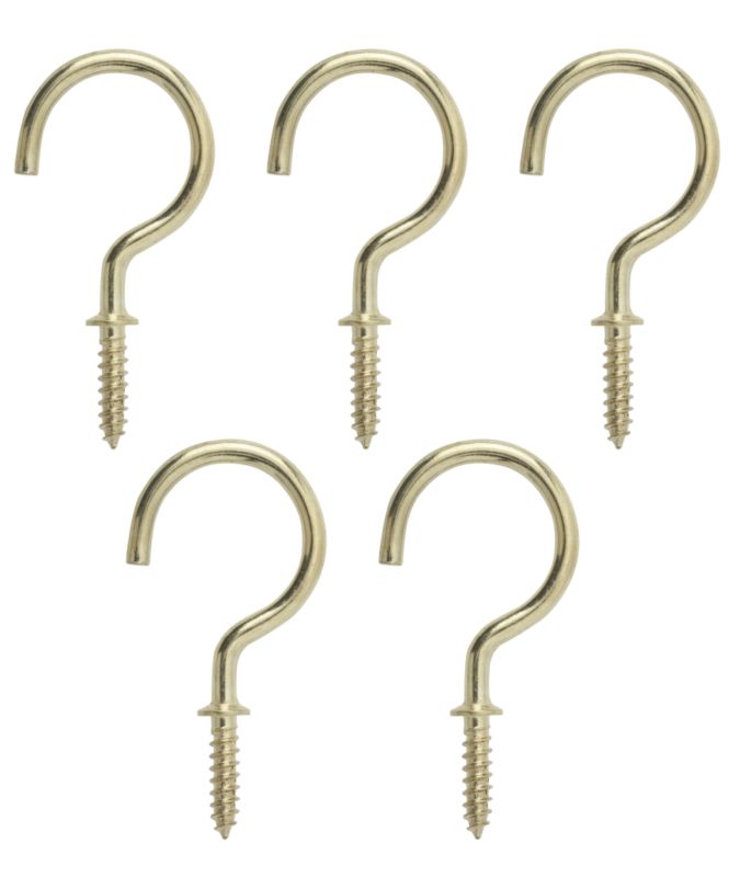 B&Q Cup Hook Medium Brass Plated 25mm