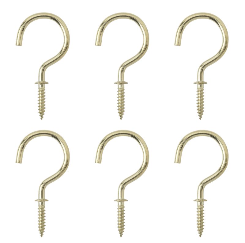 B&Q Cup Hook Large Brass Plated 32mm