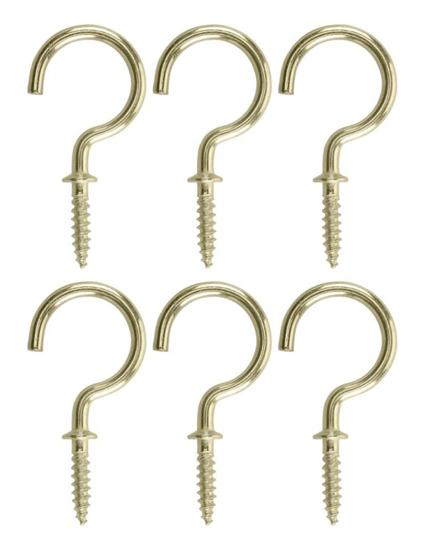 B&Q Cup Hook Medium  Brass Plated 25mm