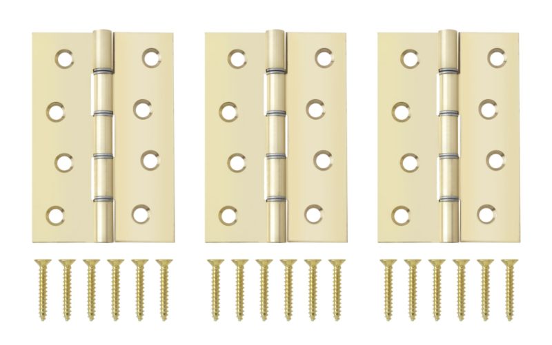 BampQ Butt Hinge with Double Steel Washer Polished Brass