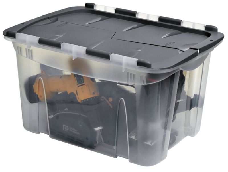 BandQ Form Locking Lid Crate Plastic Clear