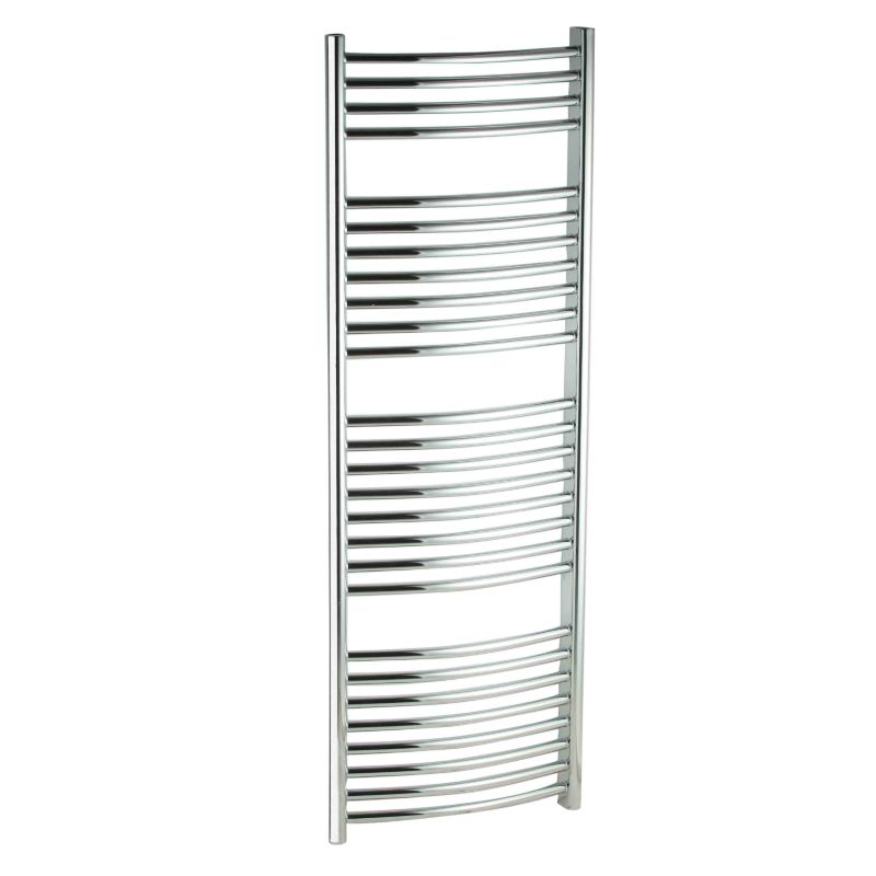 B&Q Curved Towel Radiator 1395 BTU Chrome Coloured (H)1324 x (W)450mm