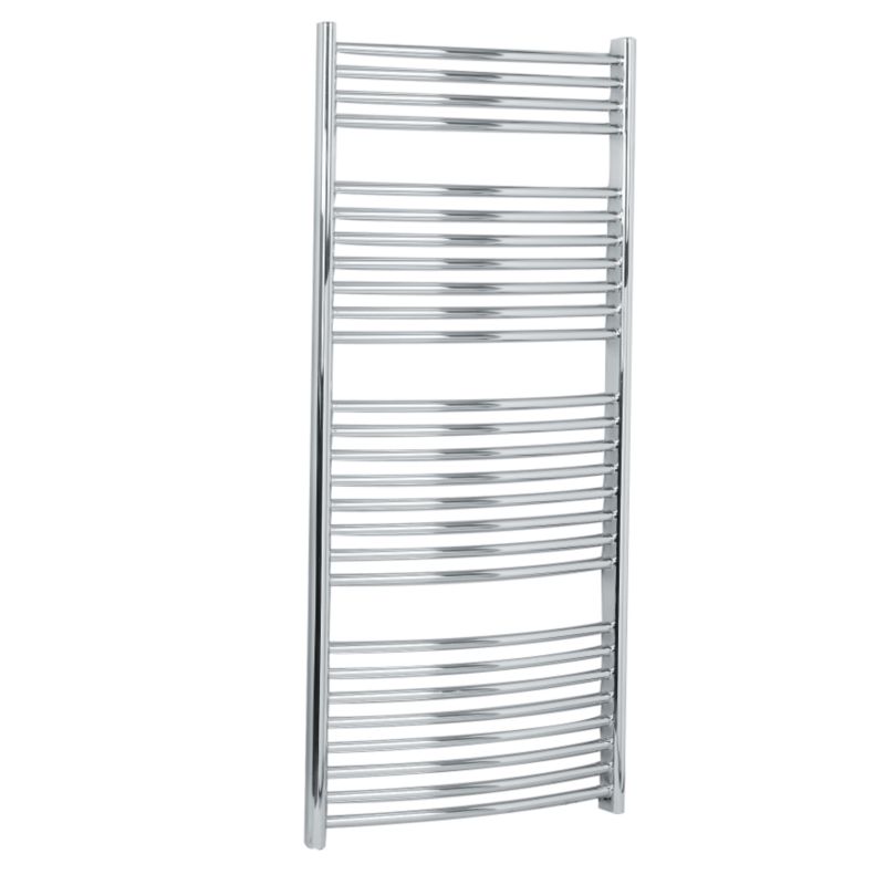BampQ Curved Decorative Towel Warmer 1767 BTU Chrome Coloured H1324 x W600mm
