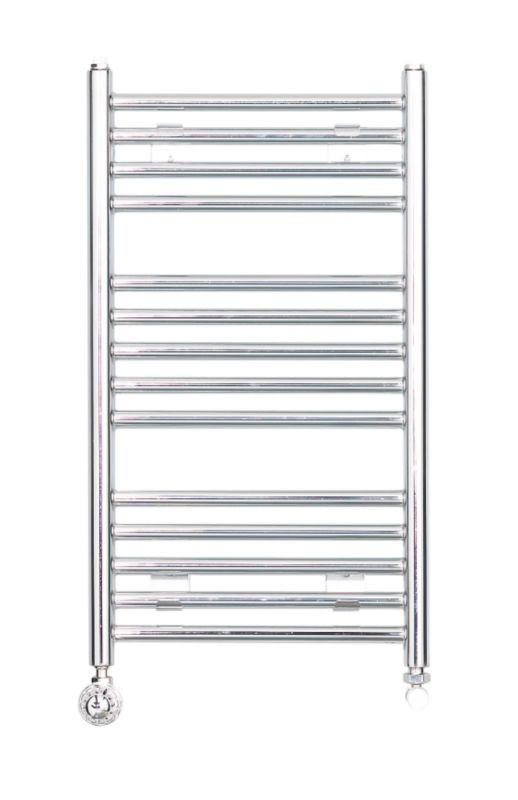 B&Q Mini Ladder Towel Warmer 816 BTU Chrome Coloured (H)700 x (W)400mm