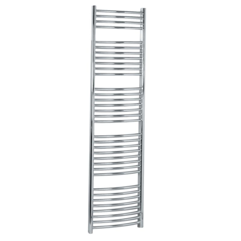 BampQ Curved Decorative Towel Warmer 1765 BTU Chrome Coloured H1674 x W450mm