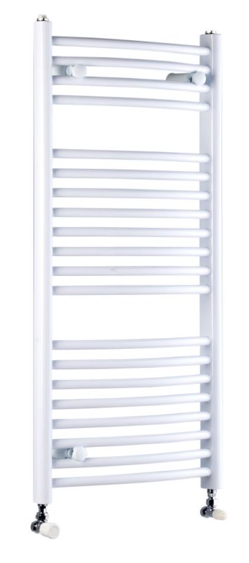 BampQ Curved Towel Warmer 1104 BTU White H974 x W450mm