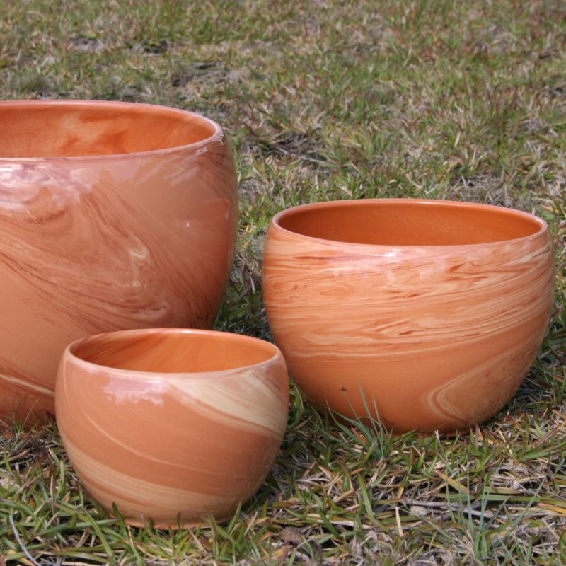 Glazed Marble Indoor Pot 24cm