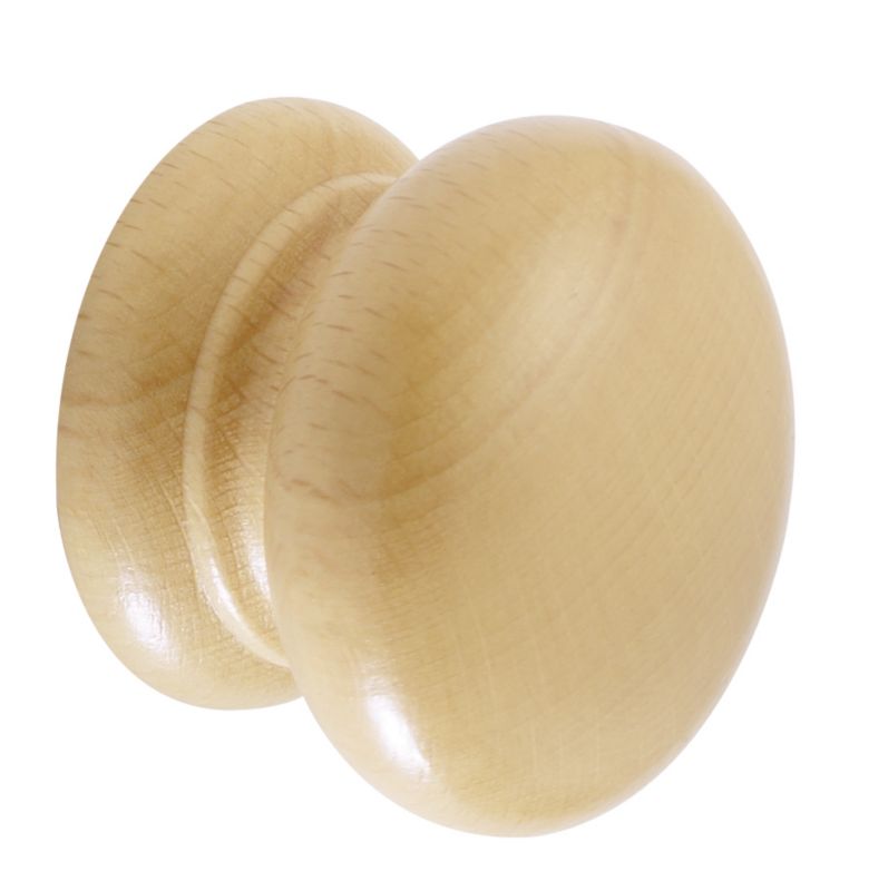 Classic Wooden Knob Handles Beech Effect Pack of 2