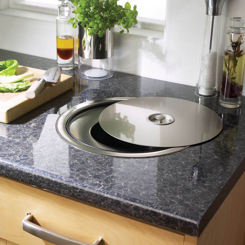 it Kitchens Work Top Waste Bin Silver Effect