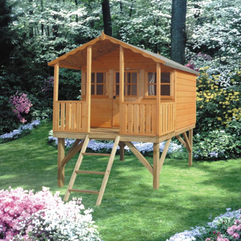 BandQ Stork Playhouse With Verandah - (H) 2.55m x (W) 1.79m x (D) 1.79m