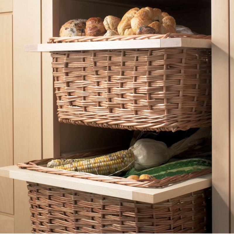 Select Kitchens Pull Out Wicker Basket For Inframe Cabinet Beech