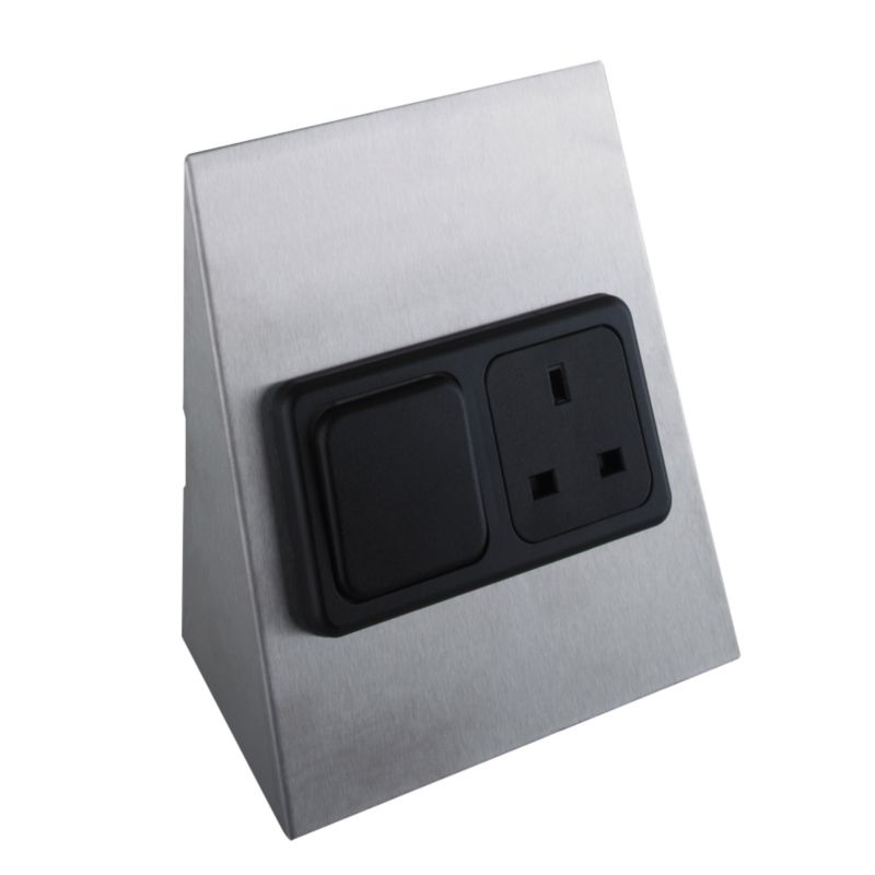 IT Kitchens Socket amp Switch Unit Stainless SteelBlack Socket