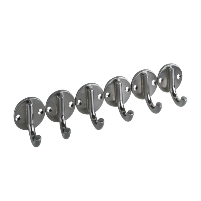 it Kitchens Modern Multi Purpose Hooks Nickel Effect (Pack Of 6) (H)47.5 x (L)40 x (W)43.8mm