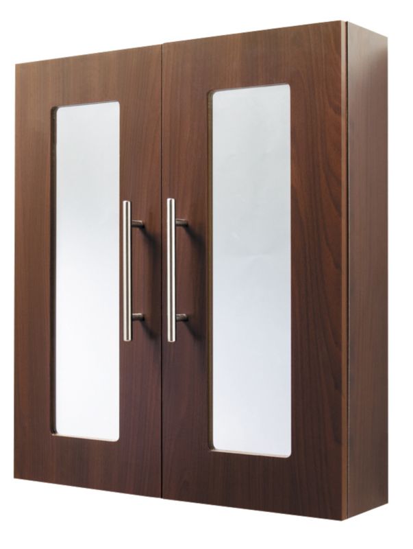 BandQ Mirrored Wall Cabinet Hickory Effect