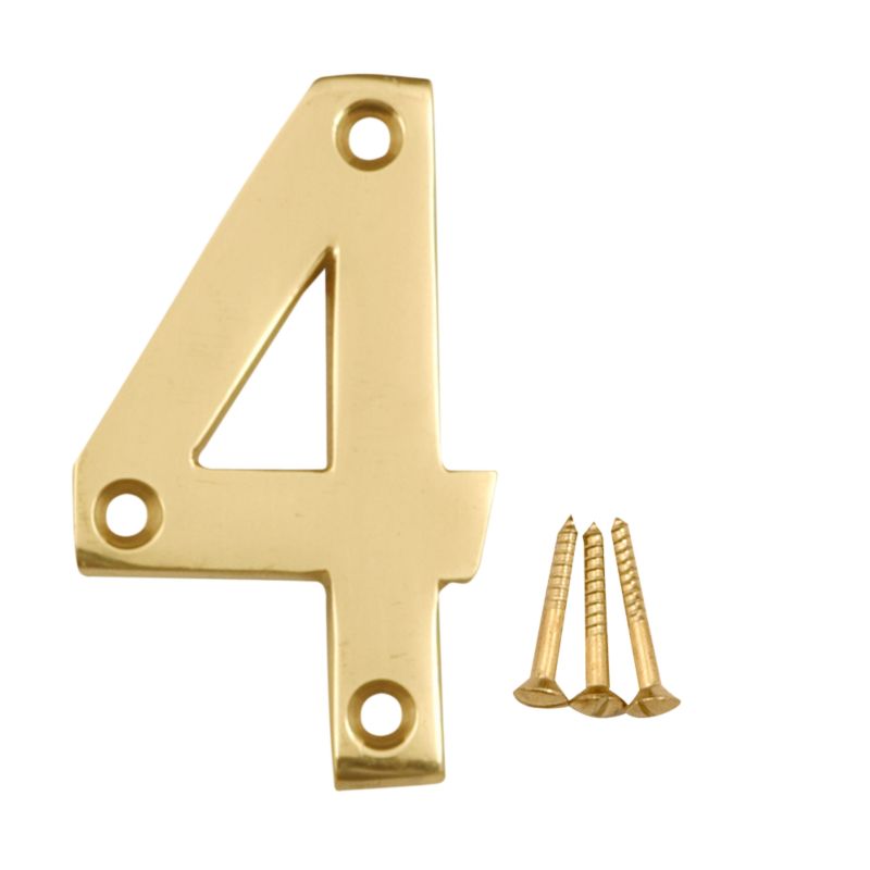 B&Q Numeral 4 Brass Coloured