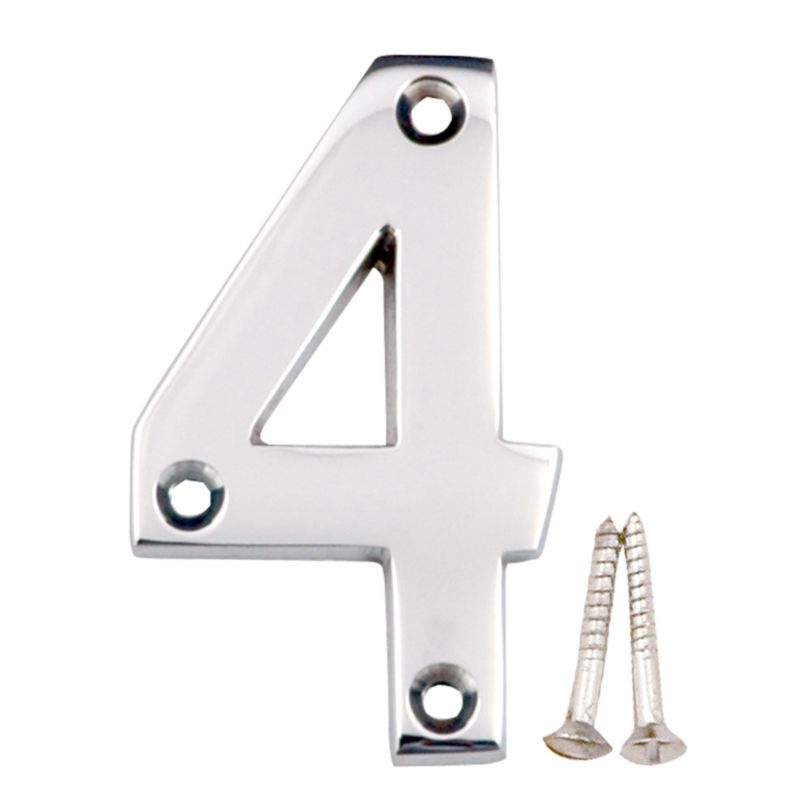 BandQ Numeral 4 Polished Chrome Coloured