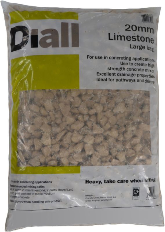 B&Q Limestone Light Grey Large Bag 20mm