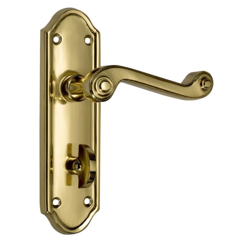BandQ Bathroom Door Handles Polished Brass Effect