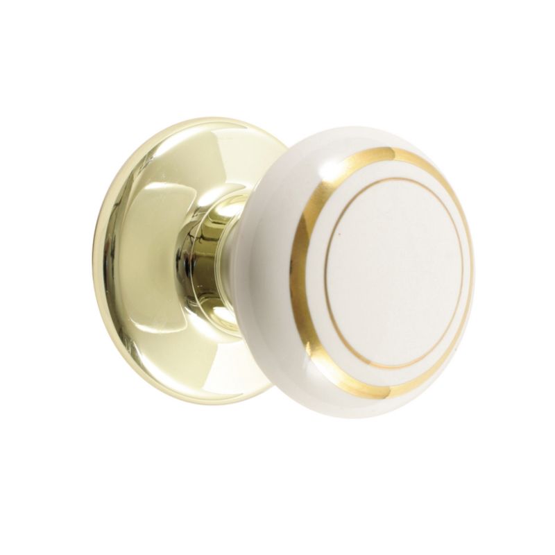 B&Q Mortice Knobs White-Gold Effect