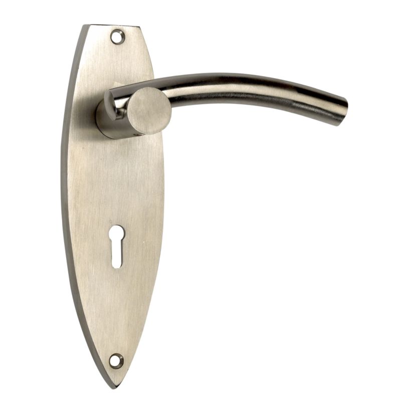 BandQ Select Door Handles for Lock Satin Nickel Effect