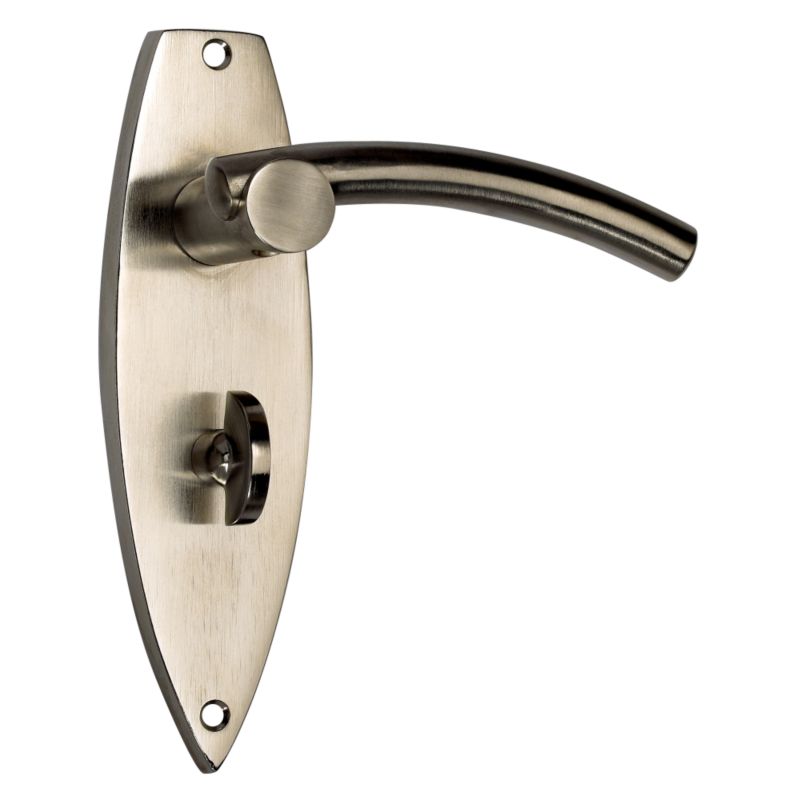 BandQ Select Bathroom Door Handles Satin Nickel Effect